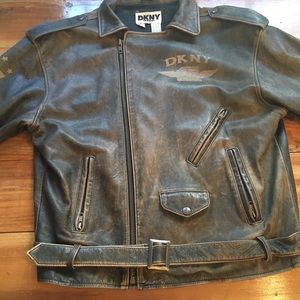 Vintage DKNY leather motorcycle jacket